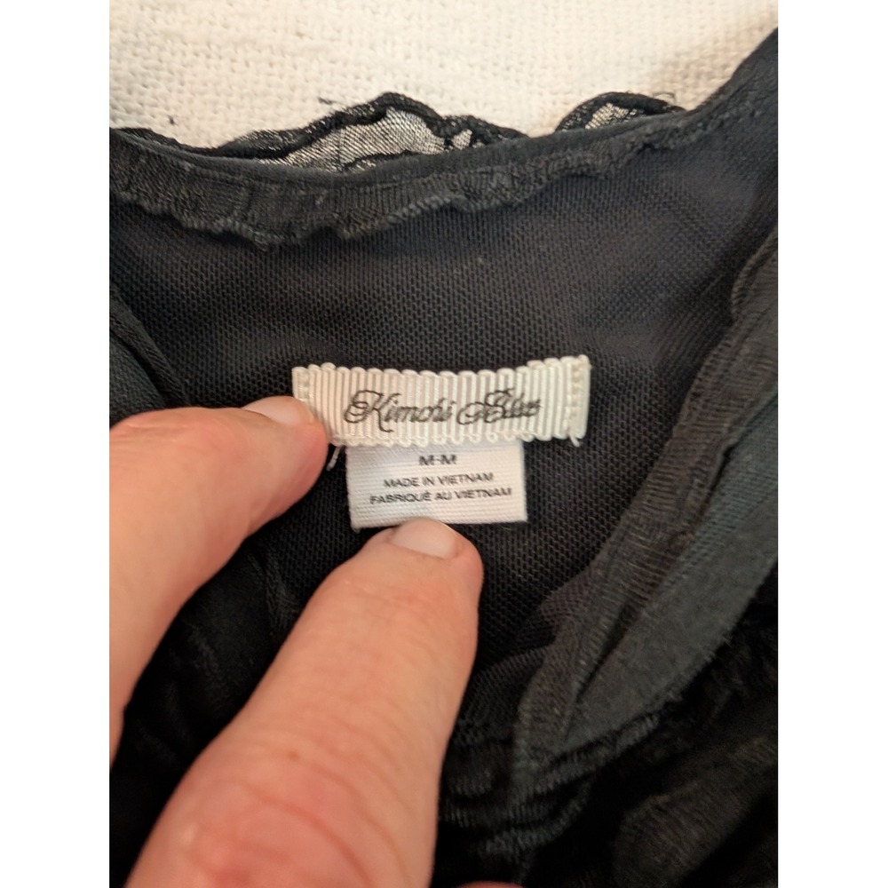 Kimchi Blue Black Sheer Mesh Ruffle Tank Top Women's M/L Ruched Tie Front - Picture 4 of 6